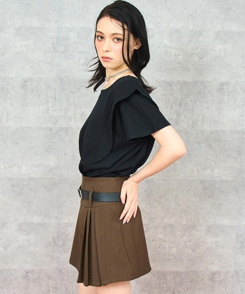 ANAP(アナップ)の「フリル スリーブ Tシャツ(Tシャツ/カットソー・レディース・ホワイト/ブラック/イエロー・FREE)」の8枚目の写真