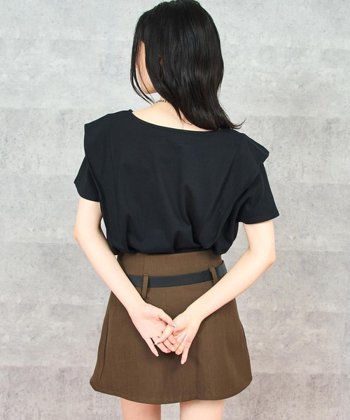 ANAP(アナップ)の「フリル スリーブ Tシャツ(Tシャツ/カットソー・レディース・ホワイト/ブラック/イエロー・FREE)」の9枚目の写真