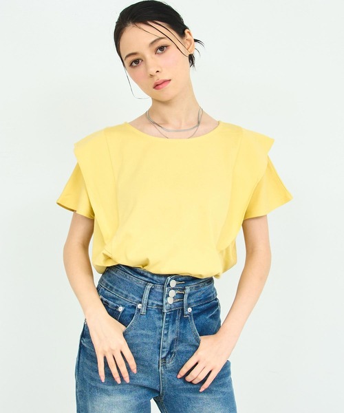 ANAP(アナップ)の「フリル スリーブ Tシャツ(Tシャツ/カットソー・レディース・ホワイト/ブラック/イエロー・FREE)」の12枚目の写真