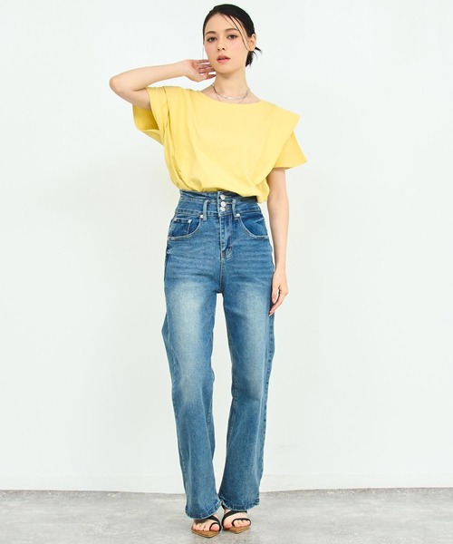 ANAP(アナップ)の「フリル スリーブ Tシャツ(Tシャツ/カットソー・レディース・ホワイト/ブラック/イエロー・FREE)」の13枚目の写真
