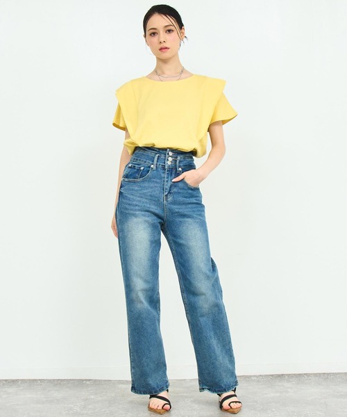 ANAP(アナップ)の「フリル スリーブ Tシャツ(Tシャツ/カットソー・レディース・ホワイト/ブラック/イエロー・FREE)」の14枚目の写真