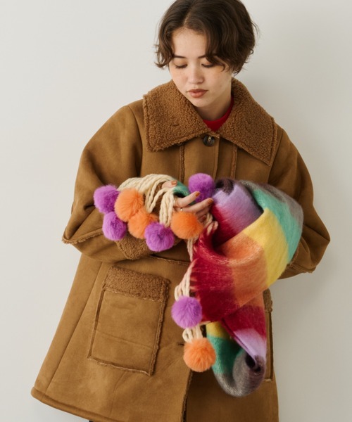 munk pehronen カラフルマフラー munk pehronen カラフルマフラー カラフルヤーンギャザーフリル