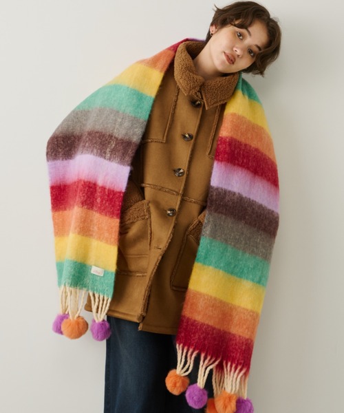 munk pehronen カラフルマフラー Unitage（ユニテージ）の「ポンポンカラフルマフラー（マフラー）」 - WEAR