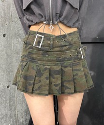 Figments（フィグメンツ）の「ダブルベルトデニムプリーツミニスカパン（スカート）」