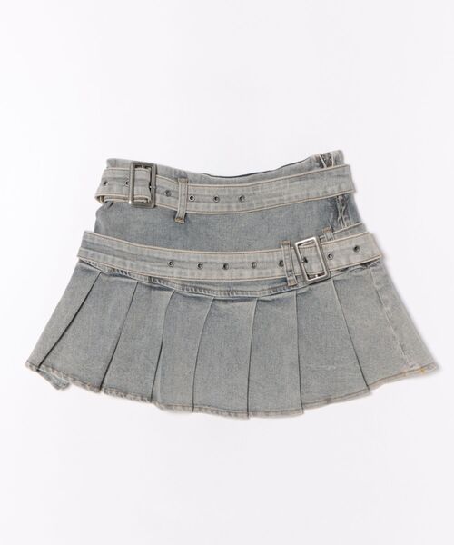 Figments(フィグメンツ)の「ダブルベルトデニムプリーツミニスカパン(スカート・レディース・その他1/ブラック/ブルー・SMALL/MEDIUM)」の11枚目の写真
