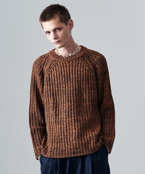 Blue Noise Low Gauge Rib Knit / синий рельефный трикотаж низкой плотности