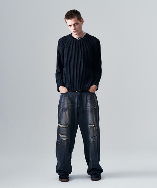 glamb(グラム)の「Blue Noise Low Gauge Rib Knit / ブルーノイズローゲージリブニット(ニット/セーター・メンズ・ブラック/ホワイト/ブラウン・M/L)」の15枚目の写真
