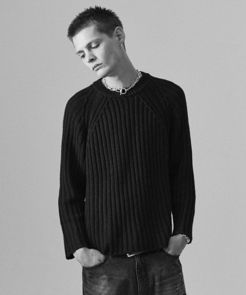glamb(グラム)の「Blue Noise Low Gauge Rib Knit / ブルーノイズローゲージリブニット(ニット/セーター・メンズ・ブラック/ホワイト/ブラウン・M/L)」の10枚目の写真