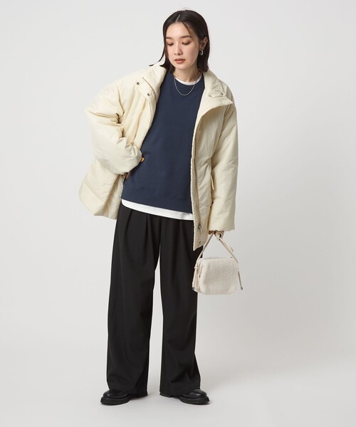 green label relaxing（グリーンレーベルリラクシング）の「【WEB限定】＜at ease＞パフ ブルゾン（ナイロンジャケット・レディース・オフホワイト/ブラック・FREE）」の19枚目の写真