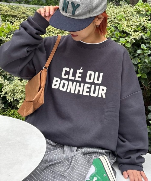 WEB限定】【UNISEX】CLE'DUビッグシルエット裏起毛ロゴスウェット