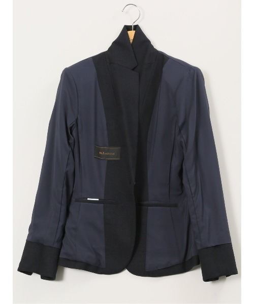 m.f.editorial（エムエフエディトリアル）の「【ストレッチ ウォッシャブル】m.f.エディトリアル レディース シャーク 1ボタンジャケット 紺(セットアップ可能)（スーツジャケット・レディース・ネイビー・MEDIUM/LARGE/X-LARGE/S）」の6枚目の写真