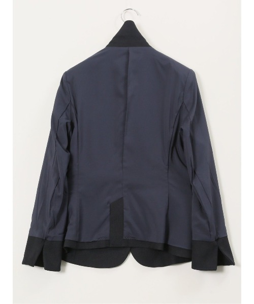 m.f.editorial（エムエフエディトリアル）の「【ストレッチ ウォッシャブル】m.f.エディトリアル レディース シャーク 1ボタンジャケット 紺(セットアップ可能)（スーツジャケット・レディース・ネイビー・MEDIUM/LARGE/X-LARGE/S）」の5枚目の写真