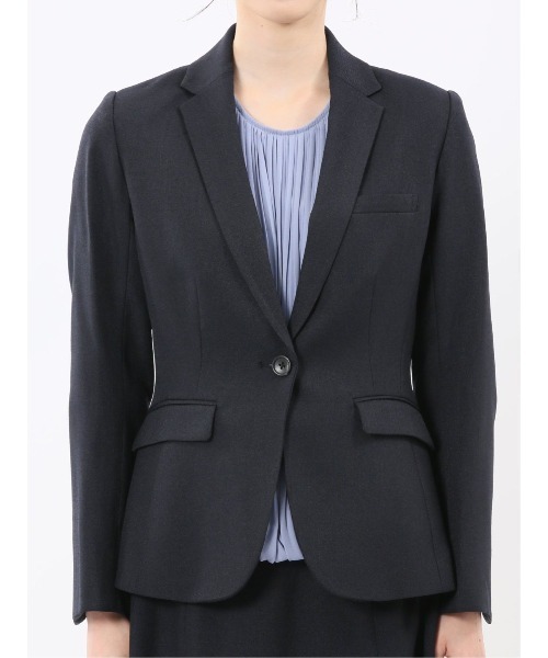 m.f.editorial（エムエフエディトリアル）の「【ストレッチ ウォッシャブル】m.f.エディトリアル レディース シャーク 1ボタンジャケット 紺(セットアップ可能)（スーツジャケット・レディース・ネイビー・MEDIUM/LARGE/X-LARGE/S）」の10枚目の写真