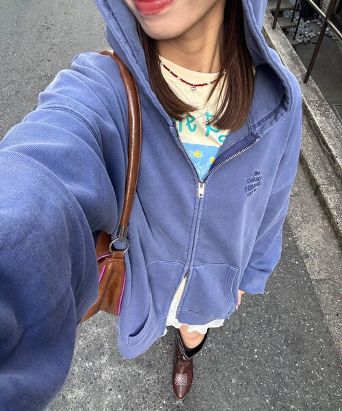 CIAOPANIC（チャオパニック）の「【新色追加】ピグメント刺繍ダブルジップパーカー（Tシャツ/カットソー・レディース・ピンク/イエロー/カーキ/オレンジ/パープル/ブルー/グレー/チャコールグレー/ブラウン/ネイビー/サーモンピンク・FREE）」の5枚目の写真