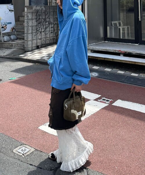 CIAOPANIC（チャオパニック）の「【新色追加】ピグメント刺繍ダブルジップパーカー（Tシャツ/カットソー・レディース・ピンク/イエロー/カーキ/オレンジ/パープル/ブルー/グレー/チャコールグレー/ブラウン/ネイビー/サーモンピンク・FREE）」の12枚目の写真