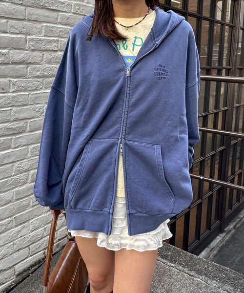 CIAOPANIC（チャオパニック）の「【新色追加】ピグメント刺繍ダブルジップパーカー（Tシャツ/カットソー・レディース・ピンク/イエロー/カーキ/オレンジ/パープル/ブルー/グレー/チャコールグレー/ブラウン/ネイビー/サーモンピンク・FREE）」の15枚目の写真