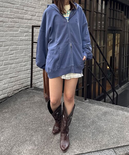 CIAOPANIC（チャオパニック）の「【新色追加】ピグメント刺繍ダブルジップパーカー（Tシャツ/カットソー・レディース・ピンク/イエロー/カーキ/オレンジ/パープル/ブルー/グレー/チャコールグレー/ブラウン/ネイビー/サーモンピンク・FREE）」の18枚目の写真