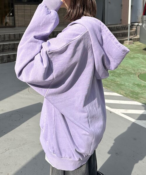 CIAOPANIC（チャオパニック）の「【新色追加】ピグメント刺繍ダブルジップパーカー（Tシャツ/カットソー・レディース・ピンク/イエロー/カーキ/オレンジ/パープル/ブルー/グレー/チャコールグレー/ブラウン/ネイビー/サーモンピンク・FREE）」の22枚目の写真