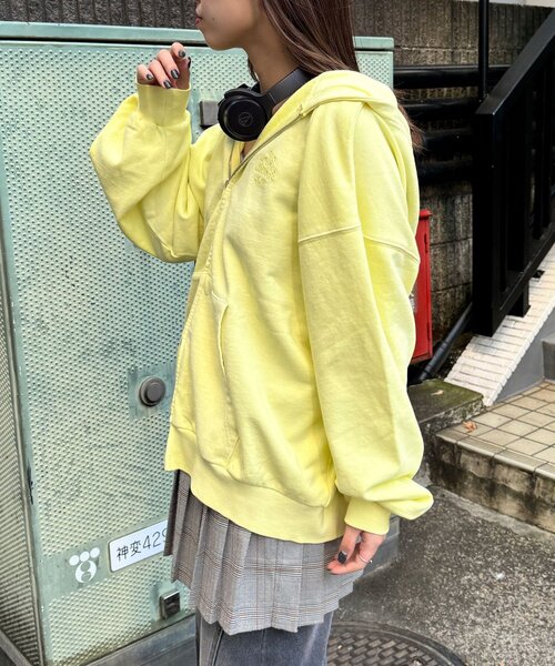 セール】【新色追加】ピグメント刺繍ダブルジップパーカー（Tシャツ