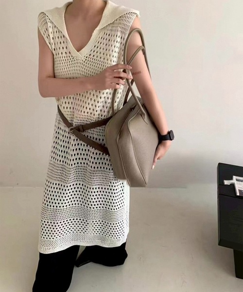 極美品✨ルネ リミテッドエディション ノースリーブ チェック パニエ ワンピース Vネック ノースリーブニットワンピース｜JENNE(ジェンヌ)公式