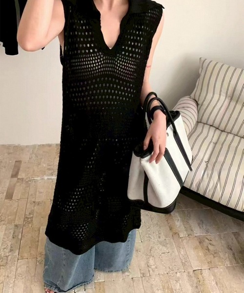 riu ノースリーブニットワンピース ブラック riu ノースリーブニットワンピース ブラック リゼクシー RESEXXY