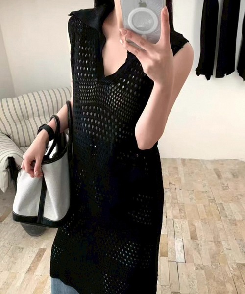 ▪️美品 ルネ ツイード キルティング ノースリーブワンピース フリンジ ブラック René