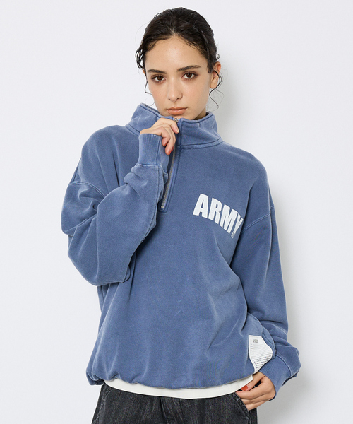 Johnbull（ジョンブル）の「【JOHNBULL/ジョンブル】ARMY スウェットハーフジップ /プルオーバー 裏毛 /ユニセックス（スウェット・メンズ・チャコールグレー/ネイビー/ブラウン・M/L）」の3枚目の写真