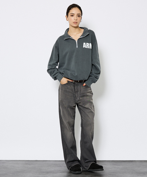 Johnbull（ジョンブル）の「【JOHNBULL/ジョンブル】ARMY スウェットハーフジップ /プルオーバー 裏毛 /ユニセックス（スウェット・メンズ・チャコールグレー/ネイビー/ブラウン・M/L）」の4枚目の写真