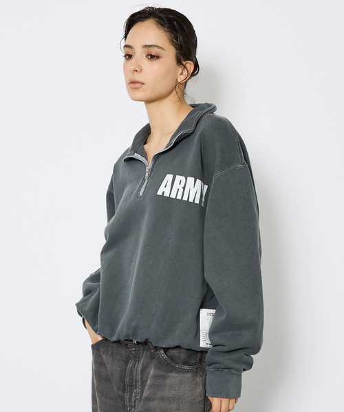 Johnbull（ジョンブル）の「【JOHNBULL/ジョンブル】ARMY スウェットハーフジップ /プルオーバー 裏毛 /ユニセックス（スウェット・メンズ・チャコールグレー/ネイビー/ブラウン・M/L）」の5枚目の写真