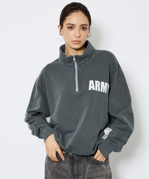 Johnbull（ジョンブル）の「【JOHNBULL/ジョンブル】ARMY スウェットハーフジップ /プルオーバー 裏毛 /ユニセックス（スウェット・メンズ・チャコールグレー/ネイビー/ブラウン・M/L）」の6枚目の写真