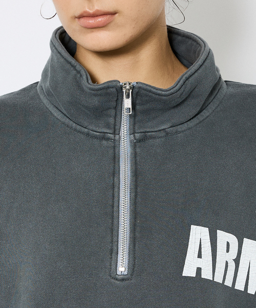 Johnbull（ジョンブル）の「【JOHNBULL/ジョンブル】ARMY スウェットハーフジップ /プルオーバー 裏毛 /ユニセックス（スウェット・メンズ・チャコールグレー/ネイビー/ブラウン・M/L）」の9枚目の写真