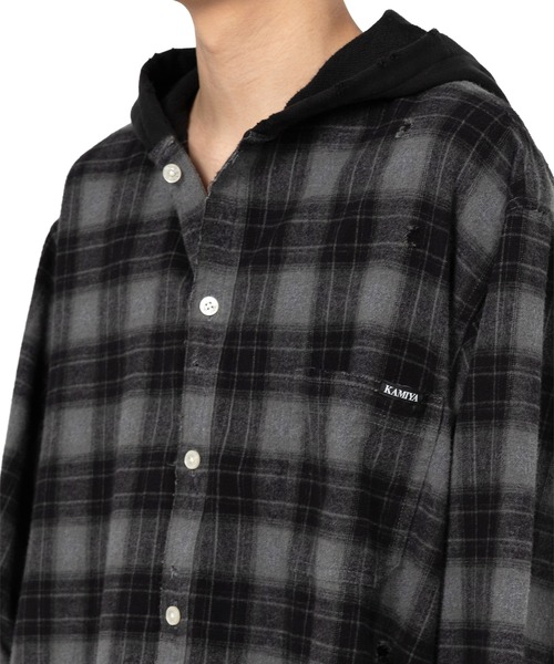 Hooded Check Shirt（シャツ/ブラウス）｜KAMIYA（カミヤ）の