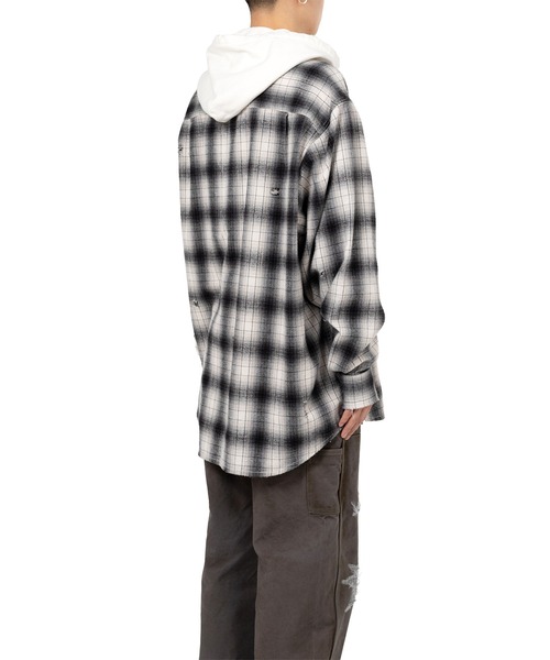 KAMIYA（カミヤ）の「Hooded Check Shirt（シャツ/ブラウス・メンズ・ブラック/ブラウン/グレー・M/S）」の14枚目の写真