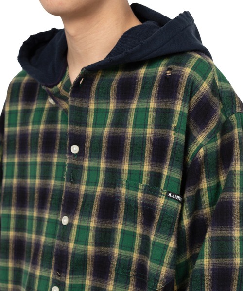 KAMIYA（カミヤ）の「Hooded Check Shirt（シャツ/ブラウス・メンズ・ブラック/ブラウン/グレー・M/S）」の22枚目の写真
