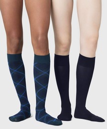 SWEDISH STOCKING（スウェディッシュストッキングス）の「2-pack Franka Check & Ingrid Knee-Highs Dark Green（ソックス/靴下）」