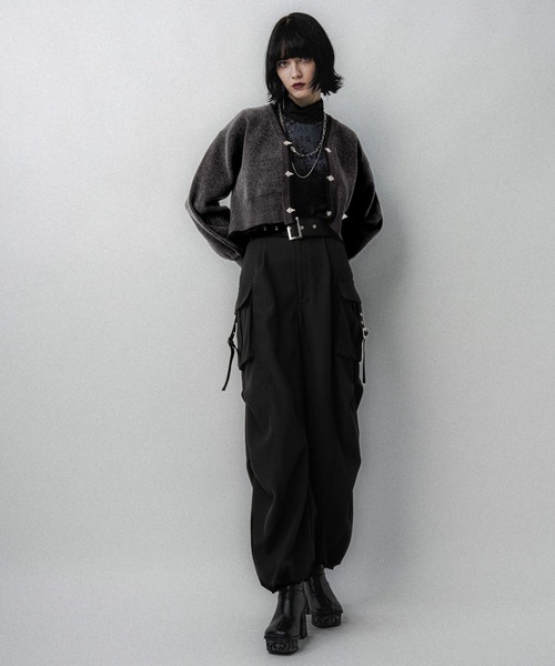 HARE ハレ クロシェアミニットカーディガン 長袖 黒 HARE（ハレ）の「クロシェアミニットカーディガン(HARE