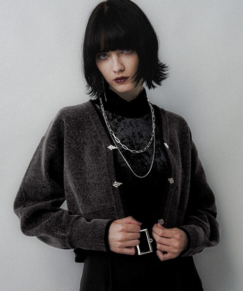 HARE ハレ クロシェアミニットカーディガン 長袖 黒 HARE（ハレ）の「クロシェアミニットカーディガン(HARE