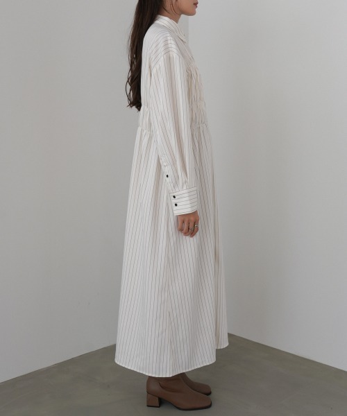 Bab（バブ）の「【選べるサイズ展開】ストライプビスチェ風シャツワンピース（シャツワンピース・レディース・アイボリー/グレイッシュベージュ/ブラウン/チャコールグレー・S/M/L）」の13枚目の写真