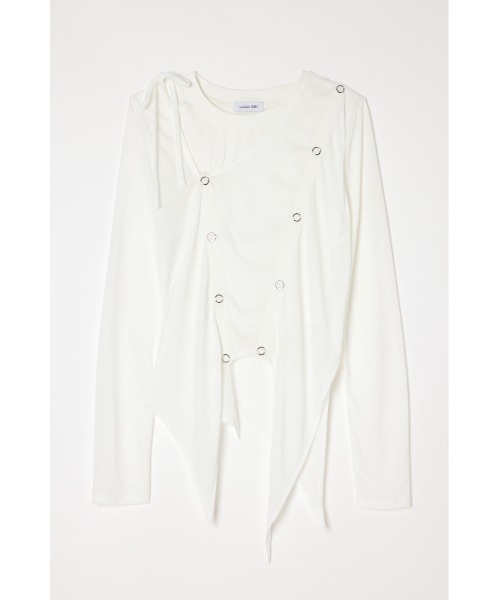 LAGUA GEM(ラグアジェム)の「HEM POINT RING BUTTON トップス(Tシャツ/カットソー・レディース・ホワイト/杢グレー/ブラック・FREE)」の8枚目の写真
