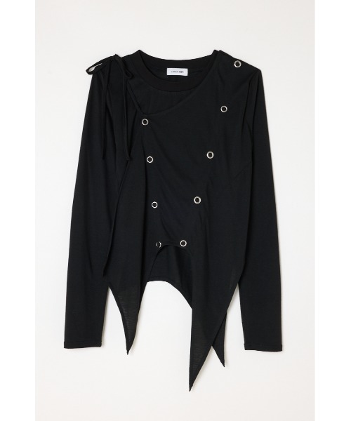 LAGUA GEM(ラグアジェム)の「HEM POINT RING BUTTON トップス(Tシャツ/カットソー・レディース・ホワイト/杢グレー/ブラック・FREE)」の13枚目の写真