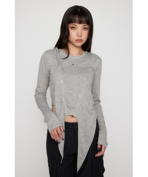 LAGUA GEM(ラグアジェム)の「HEM POINT RING BUTTON トップス(Tシャツ/カットソー・レディース・ホワイト/杢グレー/ブラック・FREE)」の15枚目の写真