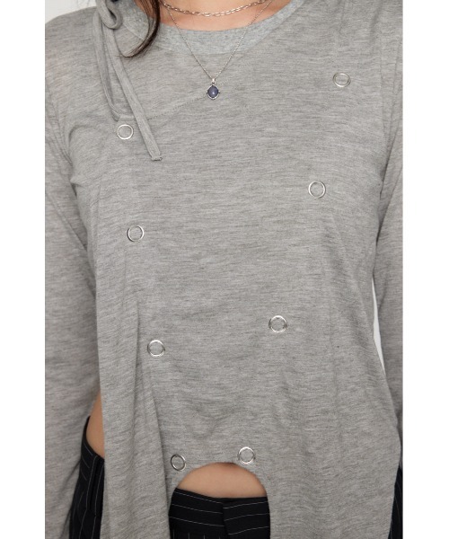 LAGUA GEM(ラグアジェム)の「HEM POINT RING BUTTON トップス(Tシャツ/カットソー・レディース・ホワイト/杢グレー/ブラック・FREE)」の21枚目の写真