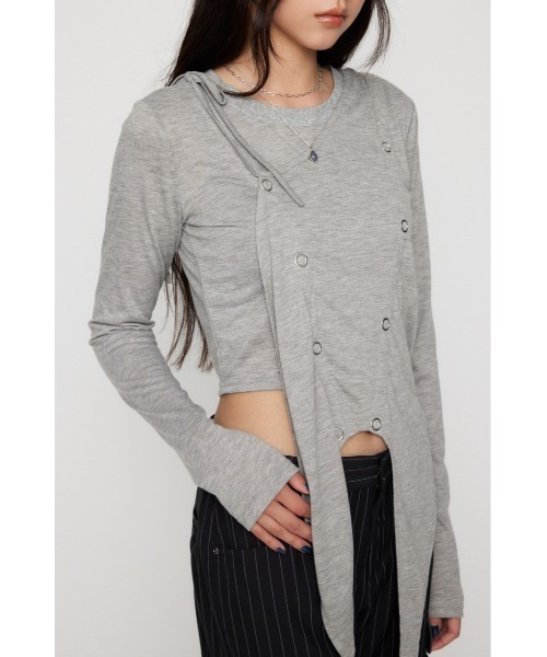 LAGUA GEM(ラグアジェム)の「HEM POINT RING BUTTON トップス(Tシャツ/カットソー・レディース・ホワイト/杢グレー/ブラック・FREE)」の22枚目の写真