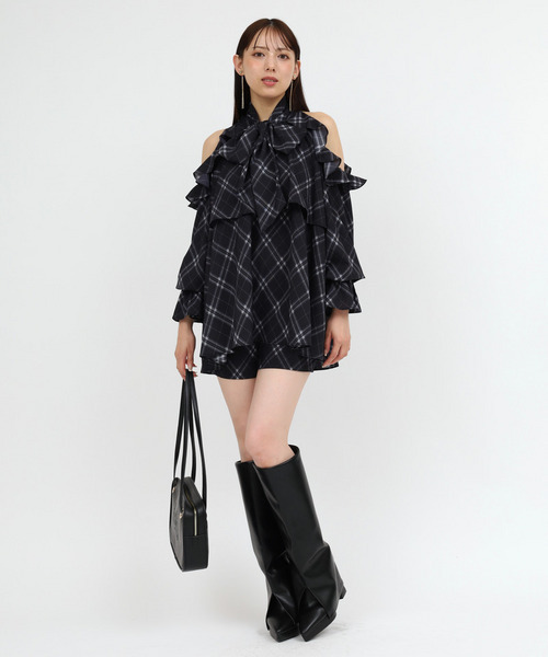 ROYAL PARTY（ロイヤルパーティー）の「リボン付コールドショルダー長袖ブラウスセットアップ（シャツ/ブラウス・レディース・ブラック/オフホワイト/チェック・FREE）」の20枚目の写真