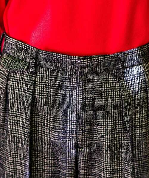 セール】【セットアップ可】ループグレンチェック ワイドパンツ