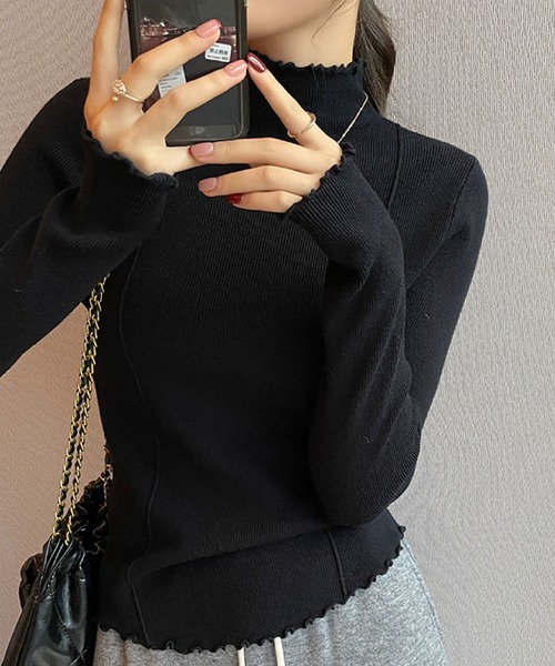 2ly2(トゥーリートゥー)の「フリルネックが可愛い大人フェミニンリブニット(ニット/セーター・レディース・グレー/ブラウン/ピンク/ホワイト/ベージュ/ブラック/キャメル・FREE)」の18枚目の写真