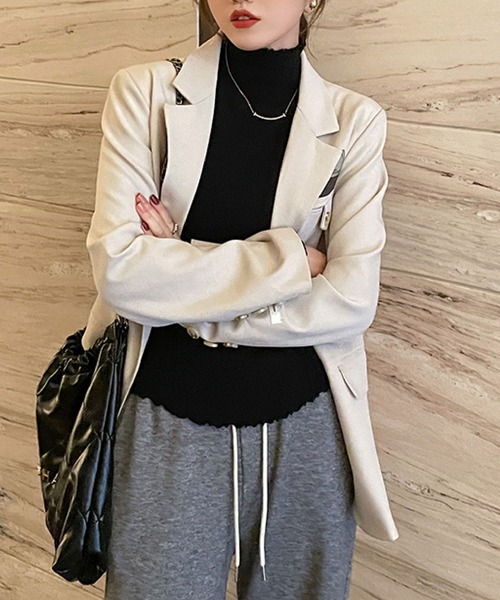 2ly2(トゥーリートゥー)の「フリルネックが可愛い大人フェミニンリブニット(ニット/セーター・レディース・グレー/ブラウン/ピンク/ホワイト/ベージュ/ブラック/キャメル・FREE)」の16枚目の写真