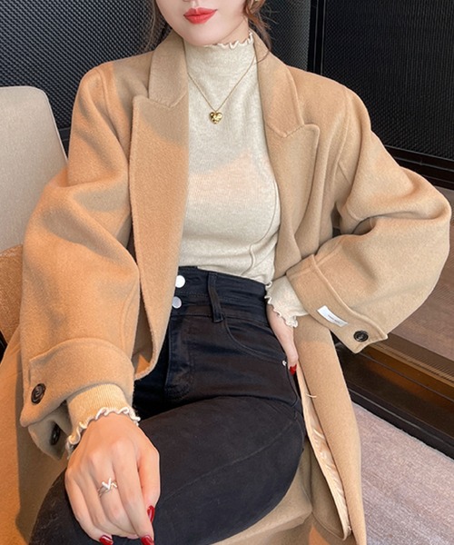 2ly2(トゥーリートゥー)の「フリルネックが可愛い大人フェミニンリブニット(ニット/セーター・レディース・グレー/ブラウン/ピンク/ホワイト/ベージュ/ブラック/キャメル・FREE)」の11枚目の写真
