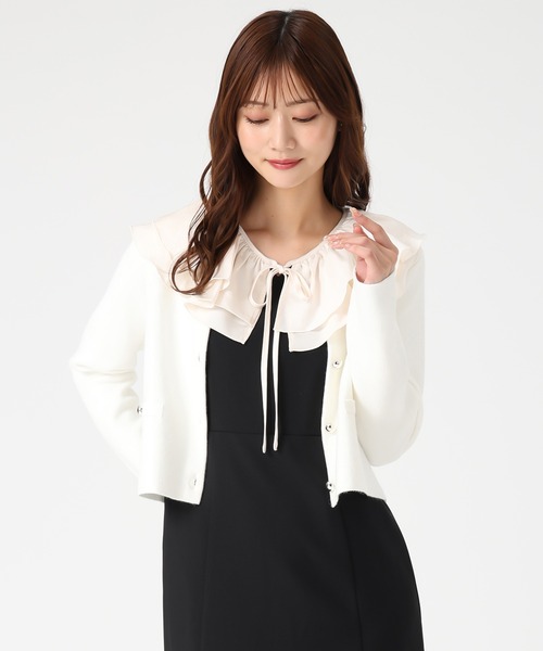 セール】2025秋冬新作 金釦ミラノニットジャケット（ノーカラー