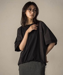 ストライプドッキングフロントドロストプルオーバー≪洗濯機で洗える≫